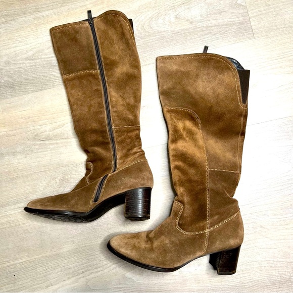 Paul Green Suede Tall Riding Boots, brown, size 9 US - Picture 3 of 7